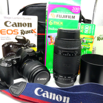 Canon Eos Rebel Xs Digital Slr Camera 35-80mm Stm + 75-300mm Sigma Dg + Extras - $247.39