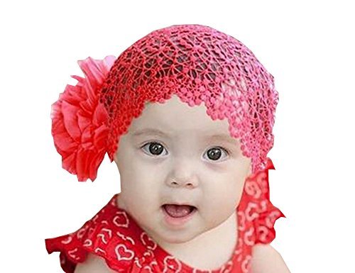 Beautiful Baby Girl Headband Cute Lace Flower Apparel Accessory Red (1~4Y)