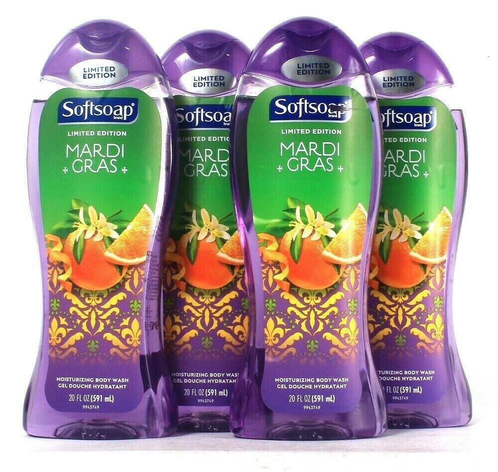 4 Softsoap 20 Oz Limited Edition Mardi Gras Moisturizing Body Wash pH