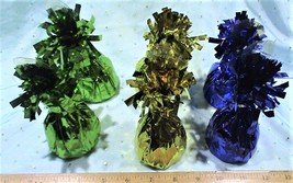 Set of 6 (2ea. Gold Green Purple) Balloon Weights by Unique Party Favors #4944  - $20.95