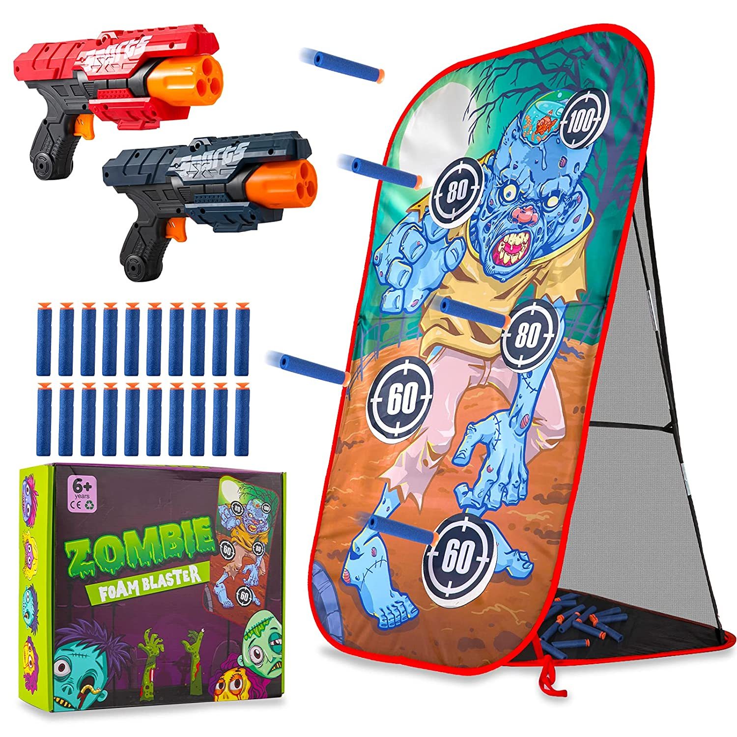 Shooting Game Toy With 2 Foam Blasters & Guns, Stable Shooting Targets