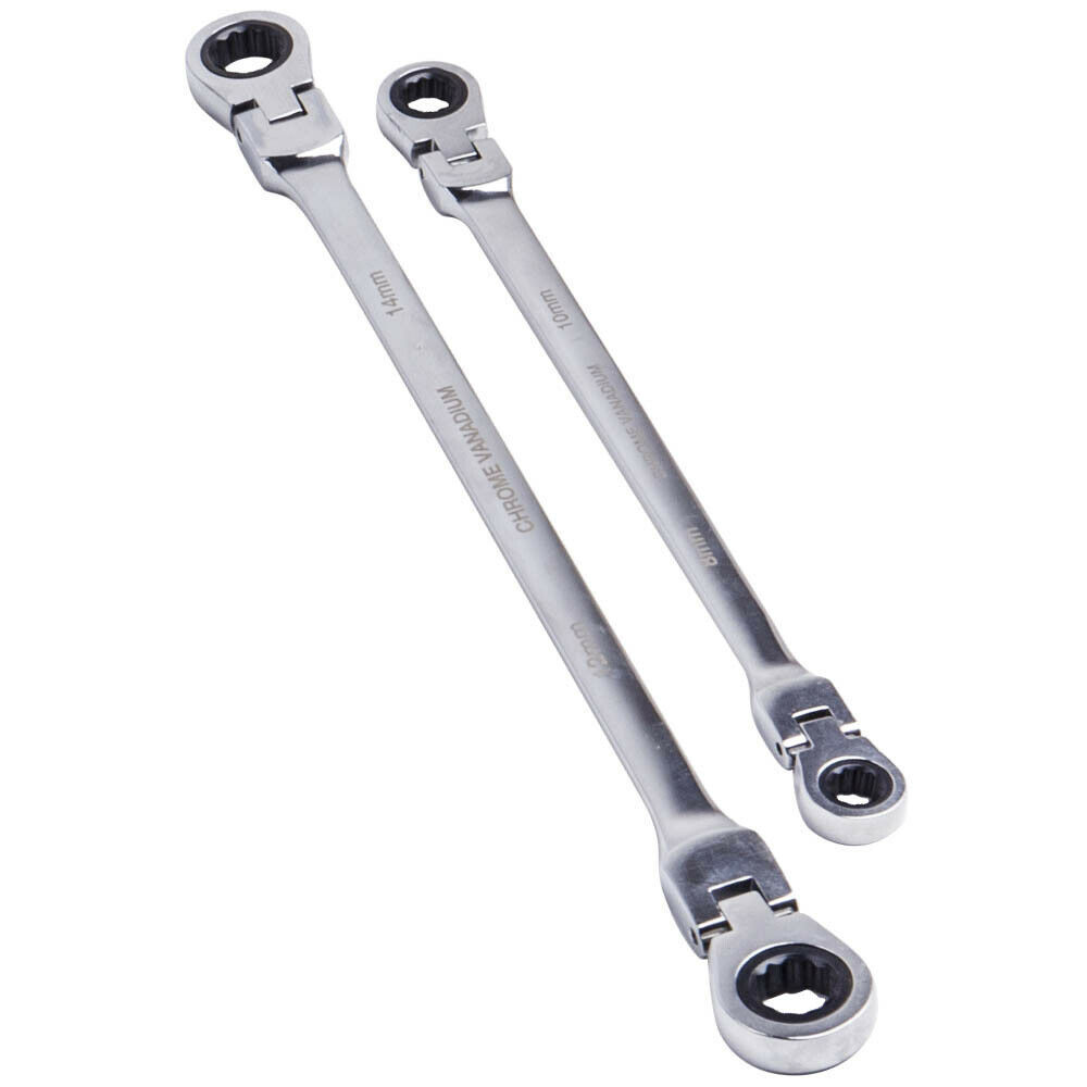 Double Box End Ratcheting Wrench Metric Universal Spline Flexible Head