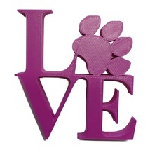 Love Word With Paw Print Table Shelf Home Decor Purple Made In USA PR859 - $7.99