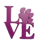 Love Word With Paw Print Table Shelf Home Decor Purple Made In USA PR859 - $7.99