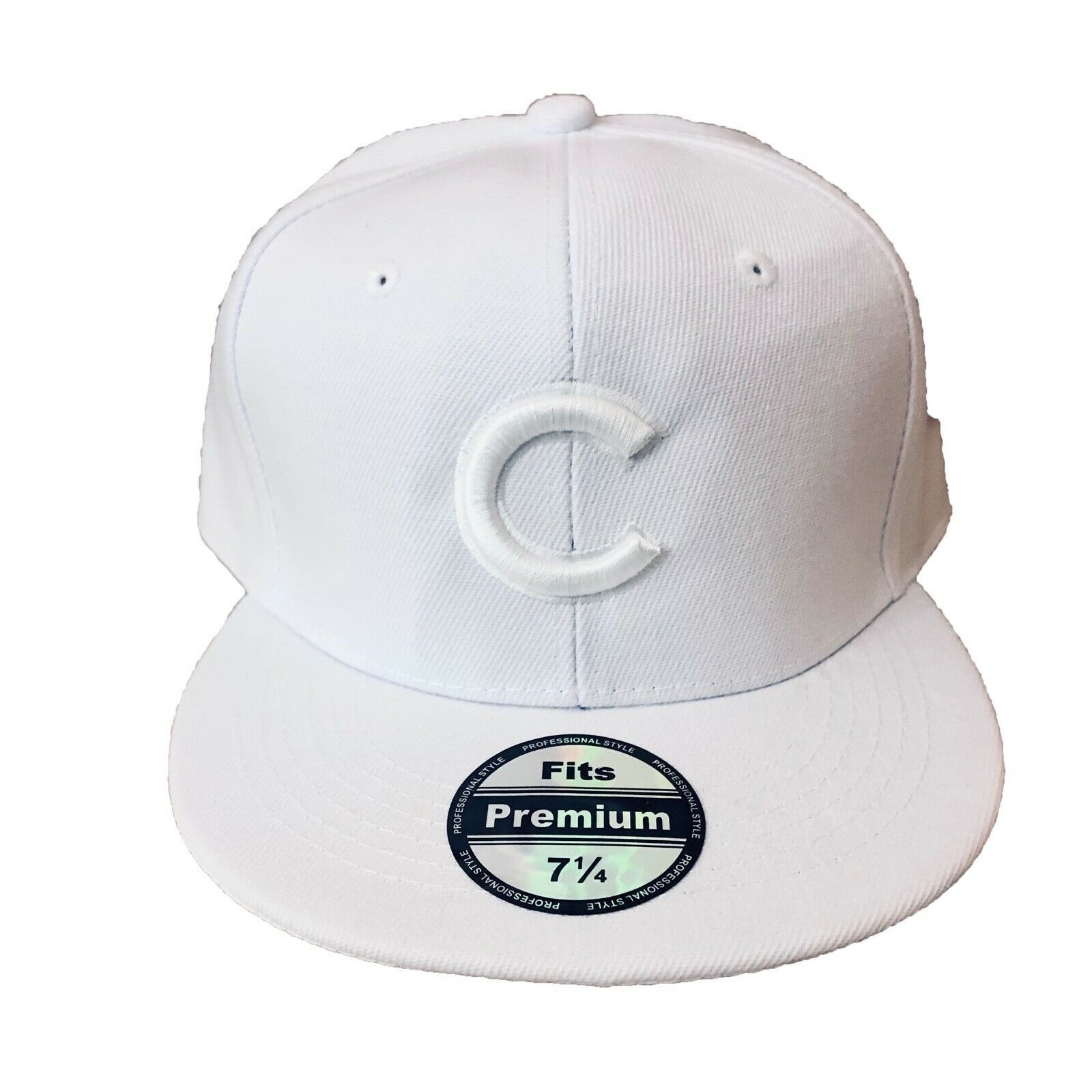 NEW Mens Chicago Cubs Baseball Cap Fitted Hat Multi Size White