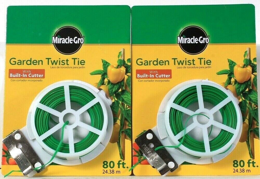 2 Count Miracle Gro 80 Feet Garden Twist Tie With Built In Cutter