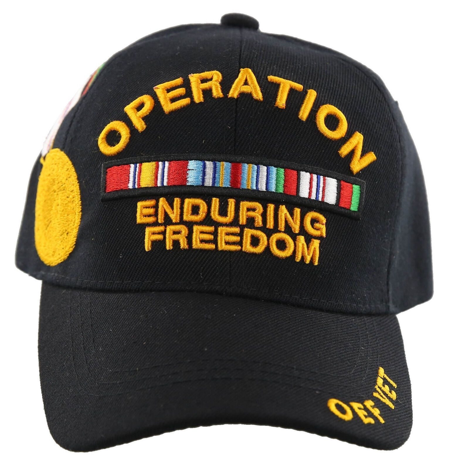 OPERATION ENDURING FREEDOM VETERAN OEF VET GOLD MEDAL BALL CAP HAT 