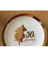 Saji fine china Japan 50th anniversary plate gold edge &amp; gold flower fre... - £33.24 GBP