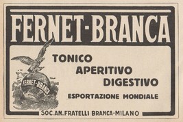 Z1438 Digestivo FERNET-BRANCA - Pubblicità d&#39;epoca - 1928 Old advertising - $4.36