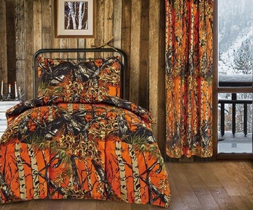 9 Pc Twin Orange Camo Bedding Sets, Blaze Twin Bedding Set
