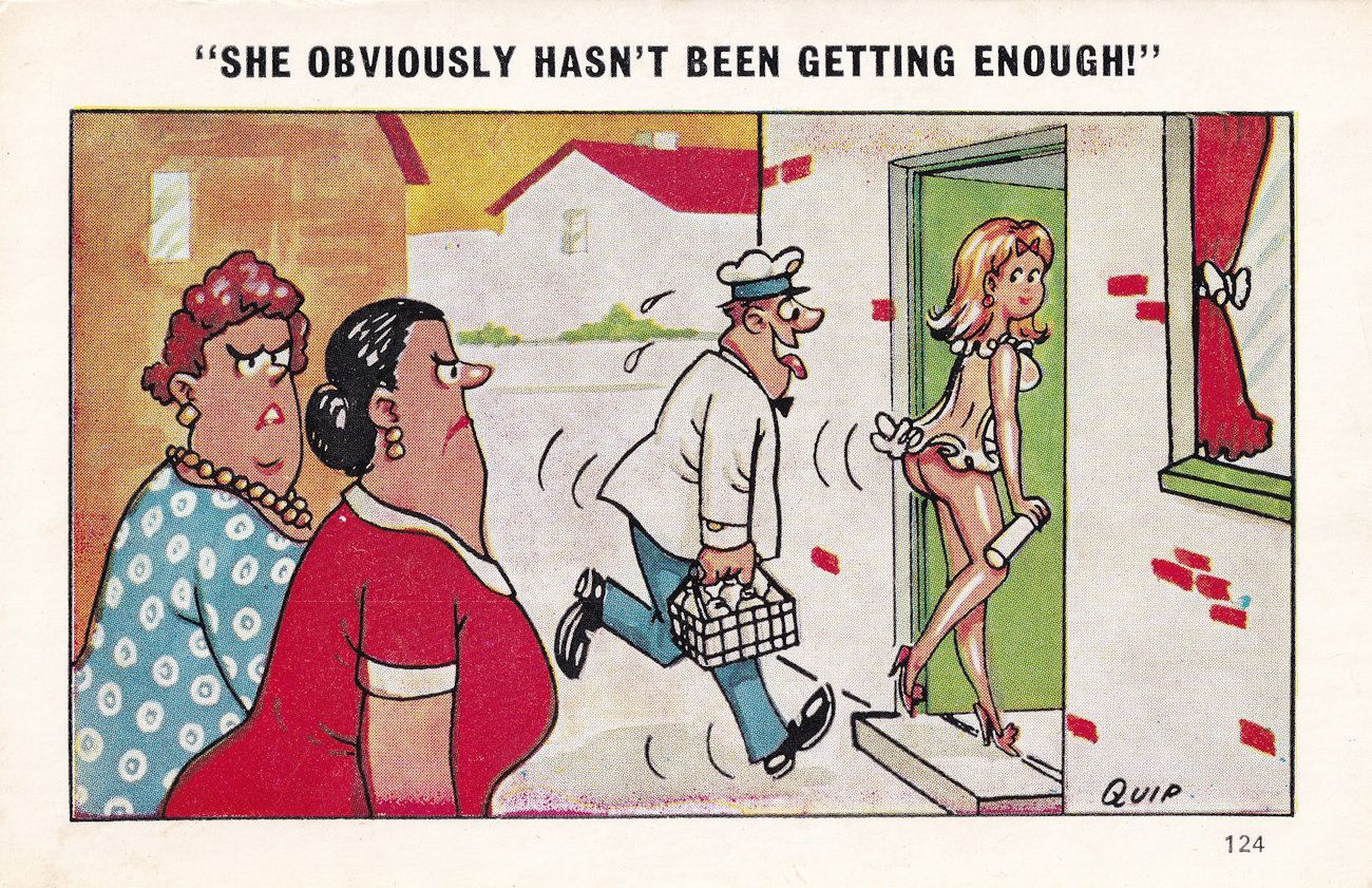 Milkman Pint Of Milk Old 1970s Comic Humour Postcard - Other Postcards