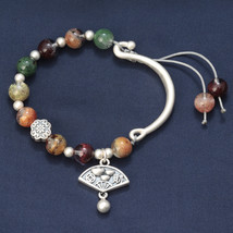 Round Crystal Beaded With Sterling Silver Lucky Wealthy Charm Bracelet,Gifts - $49.50