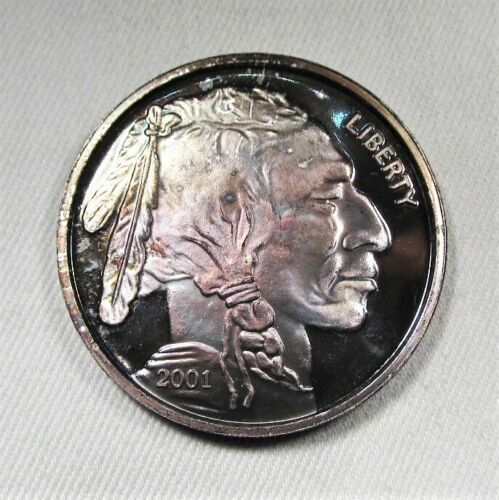 Primary image for 2001 Buffalo-Indian .999 Silver 1 Troy Oz Round Nice Toning! AK5