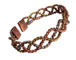 Magnetic Solid Copper - 3 Colour Narrow Lace Bracelet - CCB-MB16 - $19.63