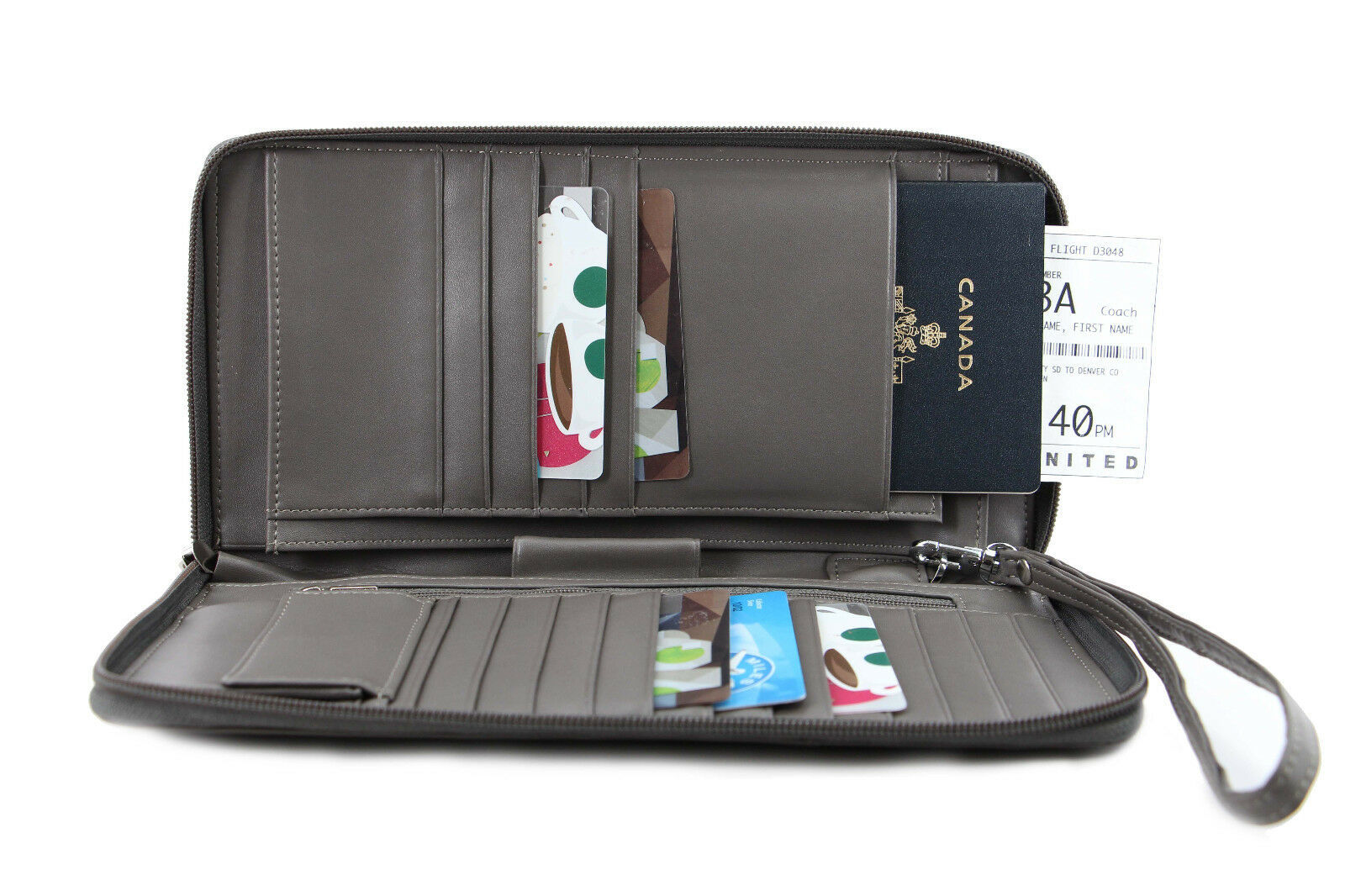 Italian leather Ziparound Family Passport Credit Card Travel Document