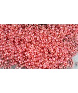 15g Size 11/0 Japanese Toho Round Seed Beads, #779-Rainbow Crystal/Salmon Lined  - $1.83