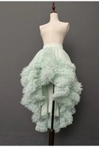 Mint Green High Low Layered Tulle Skirt Outfit Hi-lo Layered Wedding Tulle Skirt image 3