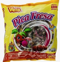 2 X vero pica fresa gomas strawberry flavored gummies mexican candy 100 pcs ea - $18.95