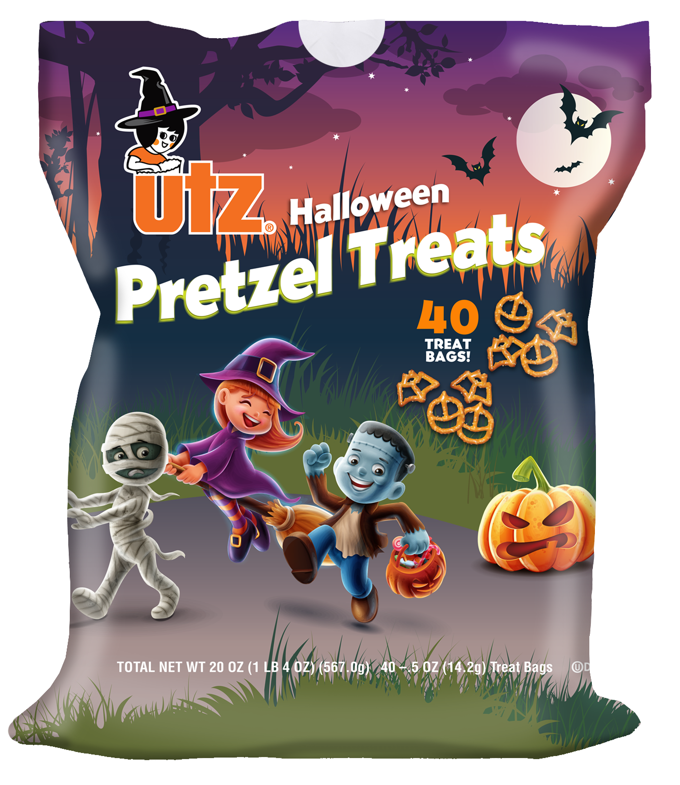 Utz Halloween Shaped Pretzels, 2-Pack 40 Individual Snack Bags - $27.67
