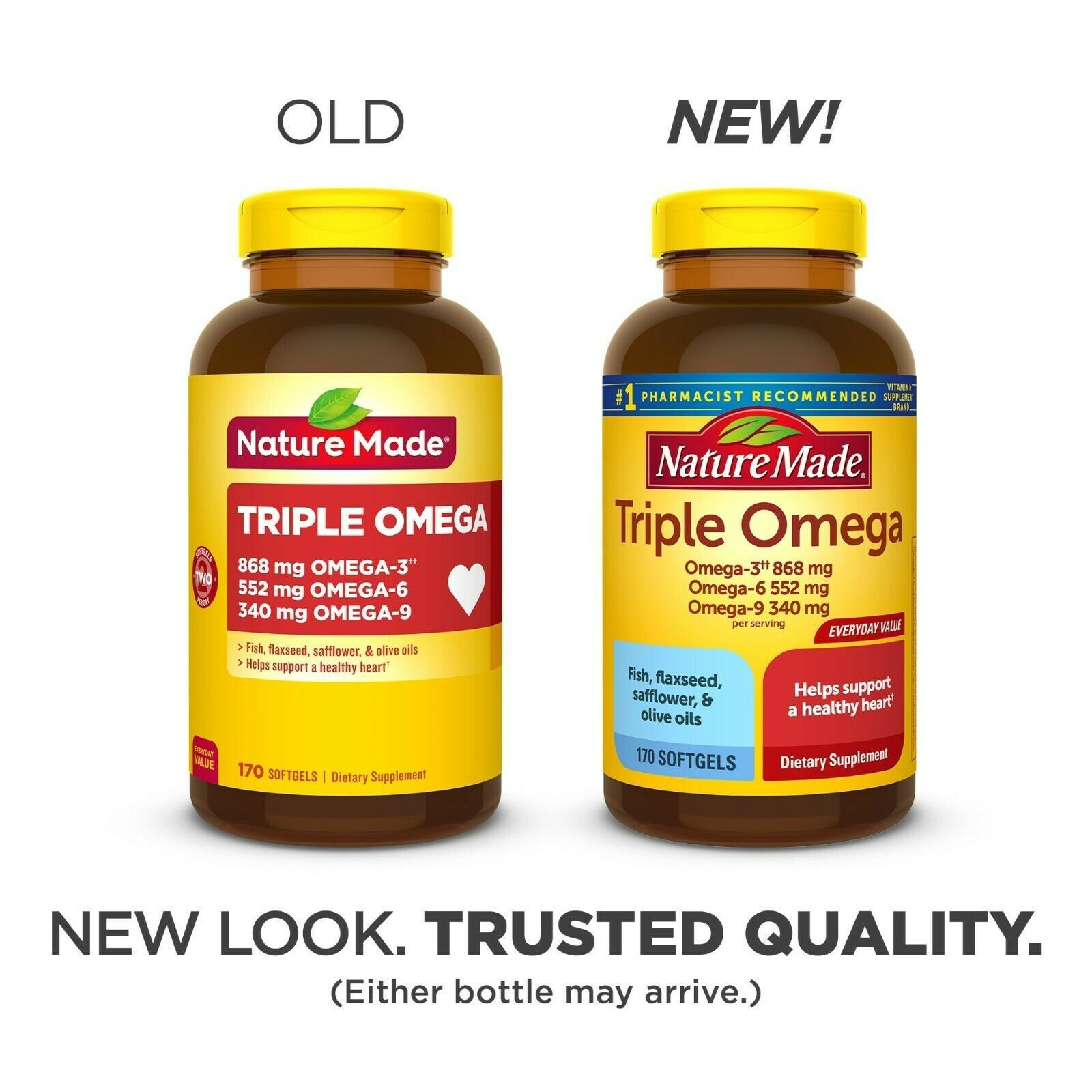 Nature Made Triple Omega 369, Two a Day Softgels, 170 Count Heart