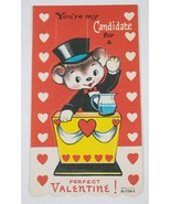 VINTAGE VALENTINE CARD POP-OUT BEAR POLITICIAN YOU&#39;RE MY CANDIDATE 1960s - $9.73
