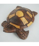 Hand Carved Wood Sea Turtle Figurine Statue Tortoise Terrapin 2-Tone 8.5... - $24.70