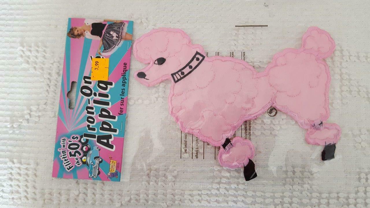 NEW FLIRTIN WITH THE 50'S HALLOWEEN COSTUME 7 POODLE IRON ON APPLIQUE ACCESSORY