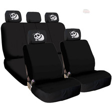 For HONDA New Black Flat Cloth Car Truck Seat Covers and Panda Headrest Cover - $36.59