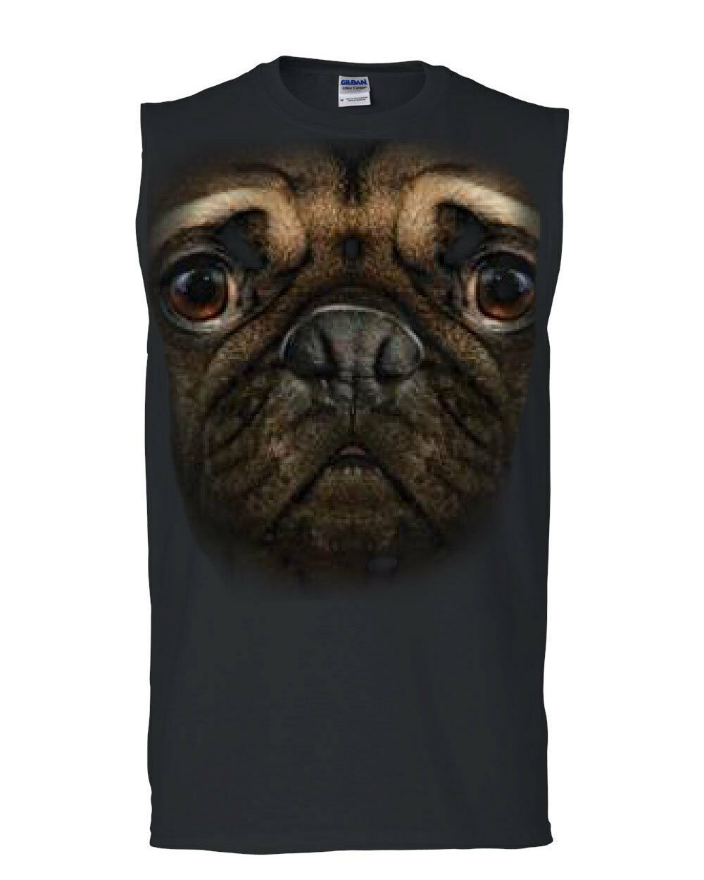 Pug Face Muscle Shirt Funny Pet Dog - T-Shirts, Tank Tops