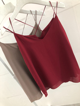 BURGUNDY V-Neck Chiffon Tops Wedding Bridesmaids Chiffon Tops US0-US12  image 2