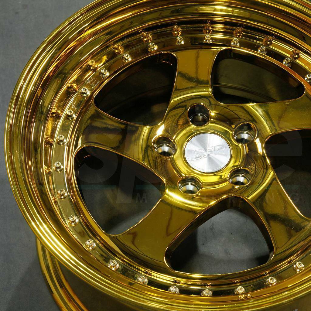 18x10.5 ESR SR02 SR2 5x108 Custom 22 Gold Chrome Wheels Rims Set(4