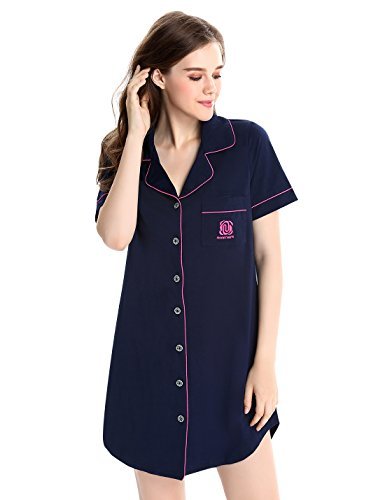 short sleeve button up night gown