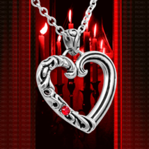 Enchanted Love Heart Pendant Necklace 316L Surgical Stainless Steel Active Resto - $31.49