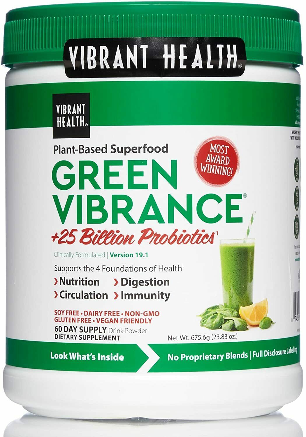 Green Vibrance 60 servings Vibrant Health Superfood Probiotics Ver 19.1 - 02/23 - $74.05