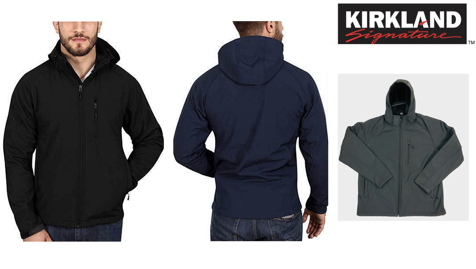 NWT Kirkland Men's Sherpa Lined Detachable Hooded Full Zip Jacket Colors/Sizes