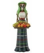 Day of The Dead Fruit Lady Skeleton with Basket of Fruit Figurine 6&quot; Height - $24.19
