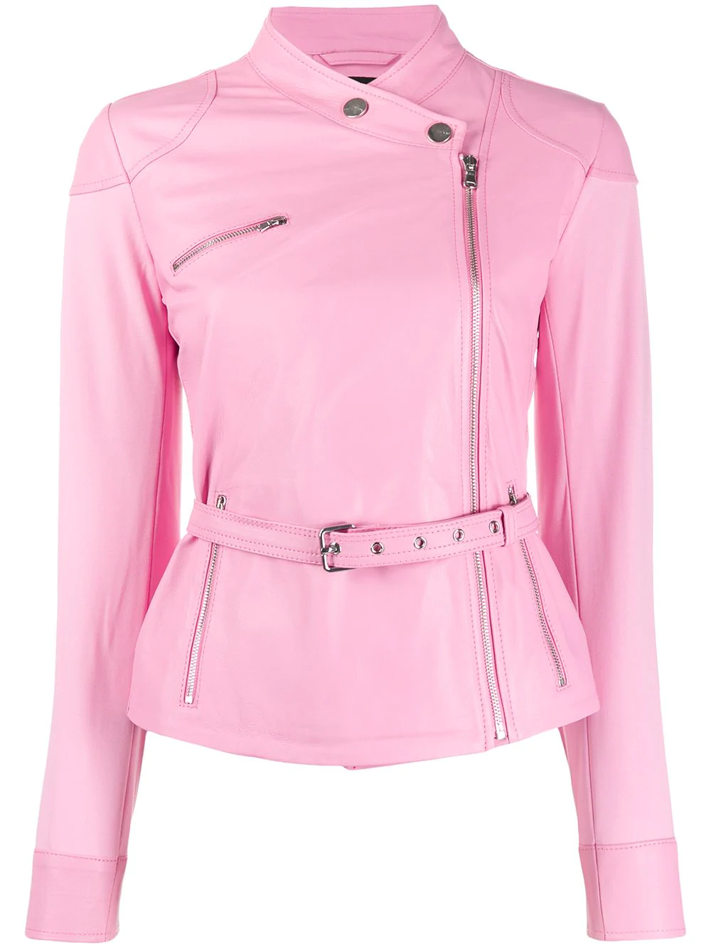 Pink Leather Jacket Women Biker Pure Lambskin Size XS S M L XL XXL