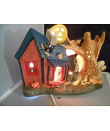 VTG Halloween Ceramic Lighted Haunted House Flying Bats Ghosts Witch PR ... - $32.33