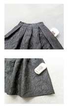 Women Black A-line Midi Skirt Outfit Plus Size High Waist Party Skirt  image 6