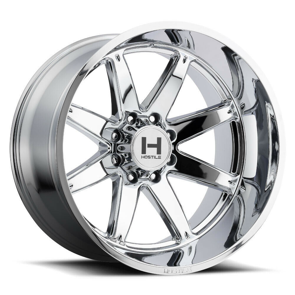 One 22x10 Hostile H109 Alpha 8x180 -25 Chrome Wheels Rims - Wheels