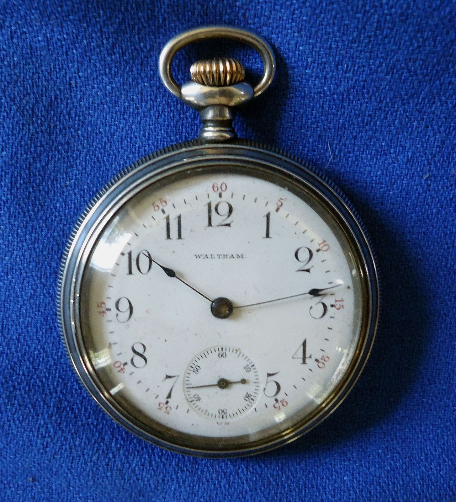 Antique Waltham Bond St 14 size 7 jewel Open Face silver Pocket Watch - $69.99