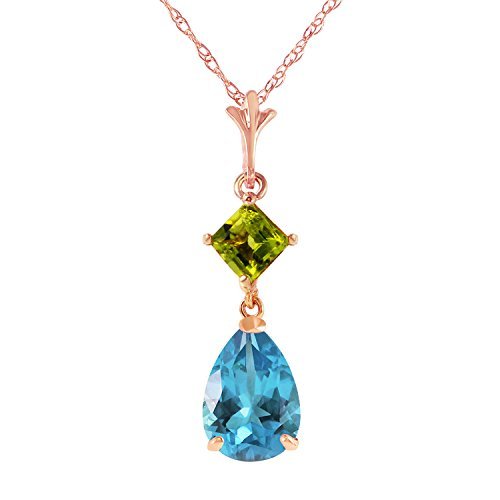 Galaxy Gold GG 2 CTW 14k 22 Solid Rose Gold Necklace with Natural Peridot and B