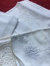  Set of 6 vintage embroidered white handkerchiefs (mixed set) image 3