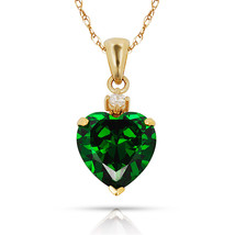 3.07Ct Created Diamond & Heart Emerald Charm Pendant14K Yellow Gold w/Chain - $79.69