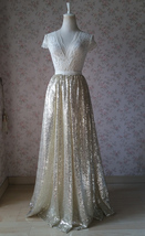 Gold Sequined Maxi Skirt High Waist Full Sequin Bridesmaid Maxi Skirt Plus Size image 13