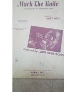 1955 mack the knife like Sheet Louis Armstrong of Kurt Weill, Threepenny... - $58.80
