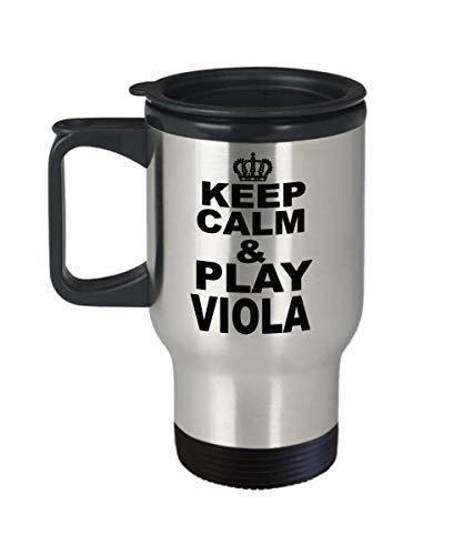 INTOMYZ - Keep Calm & Play Viola Musician Cup - Insulated Travel Mug with Handle