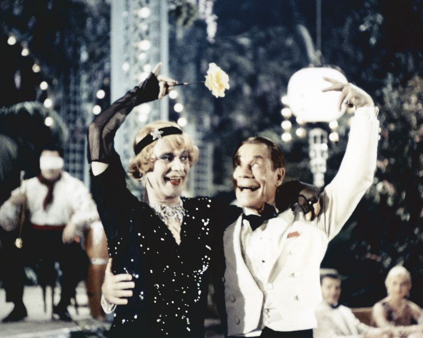 Jack Lemmon and Joe E. Brown in Some Like It Hot in drag dancing 8x10