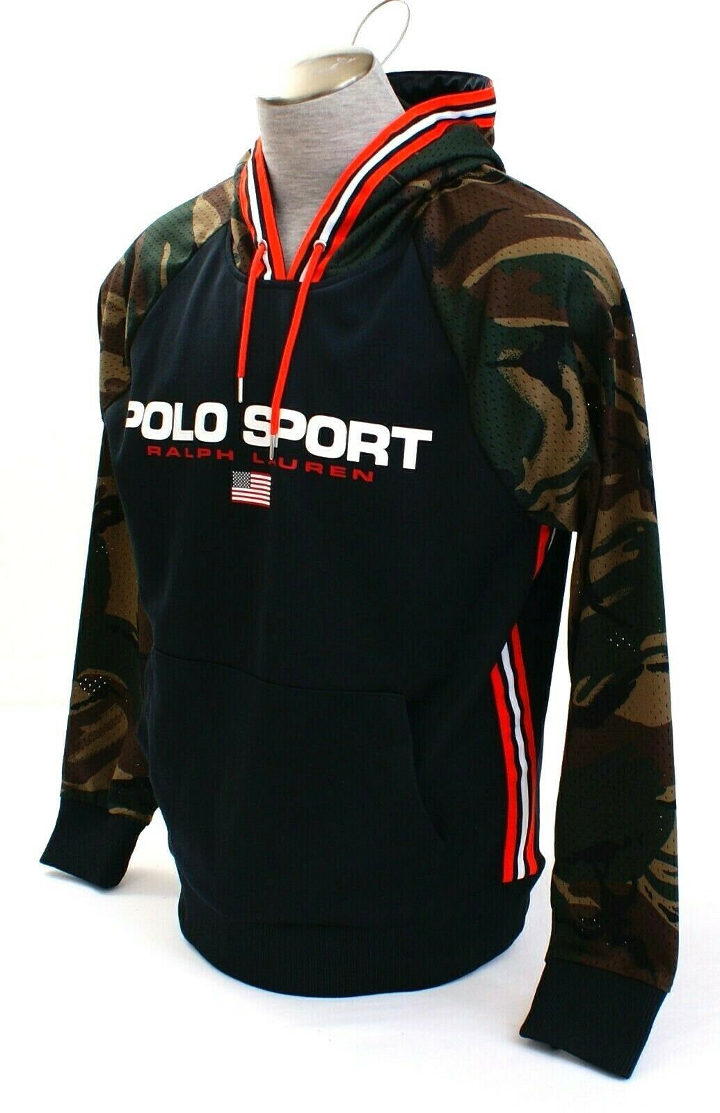 Polo Sport Ralph Lauren Black & Camo ThermoVent USA Hoodie Men's NWT ...