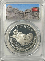 1991-S Mt. Rushmore $1 50c Two-Coin TRUMP w/ CAP Set  PCGS PR70 DCAM - RARE! image 2